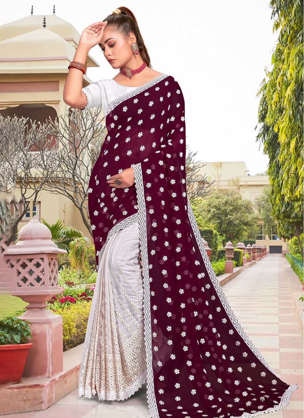 Classic Embroidered Georgette Saree - S3931