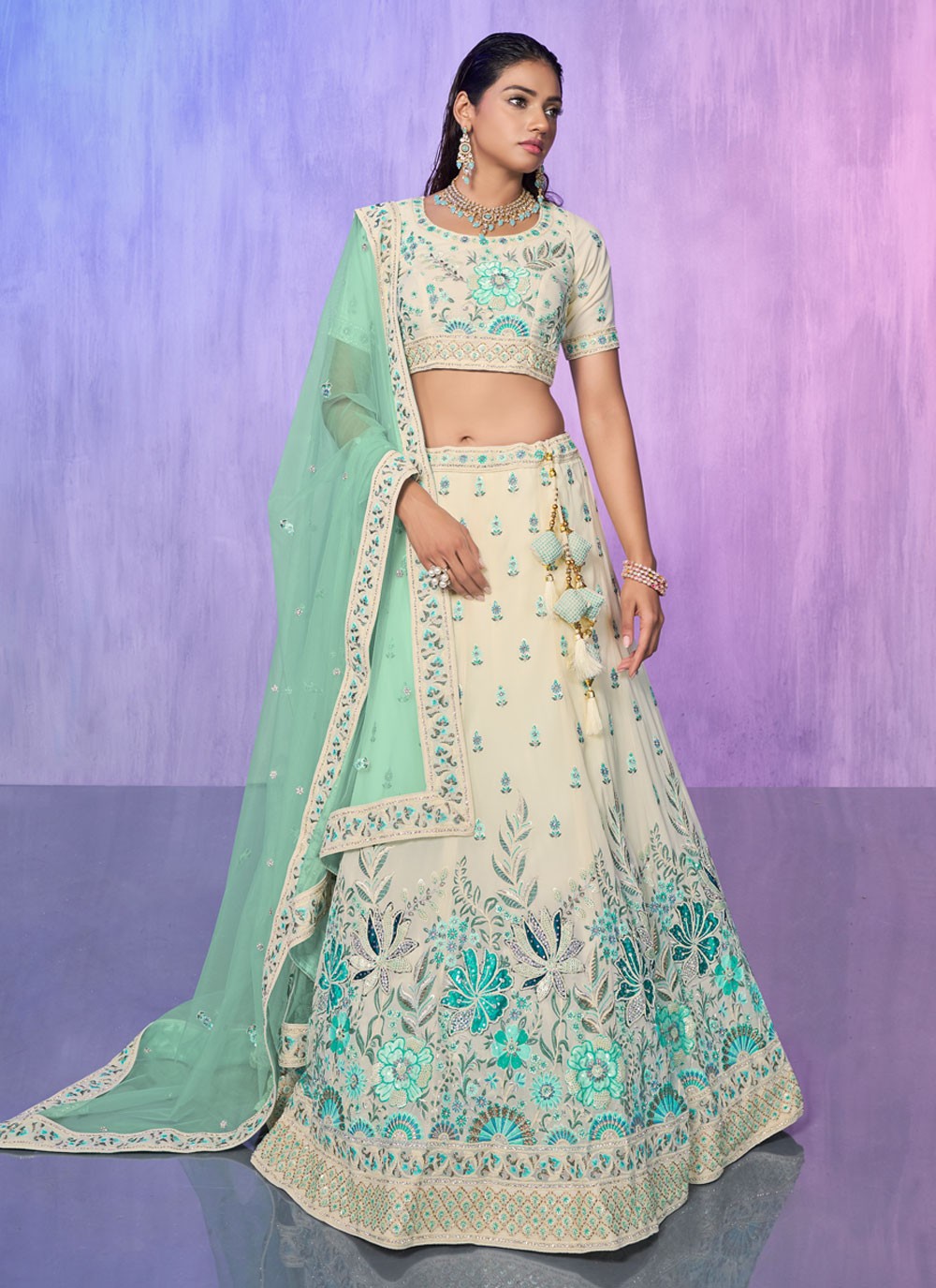 Embroidered Georgette A - Line Lehenga - L1332