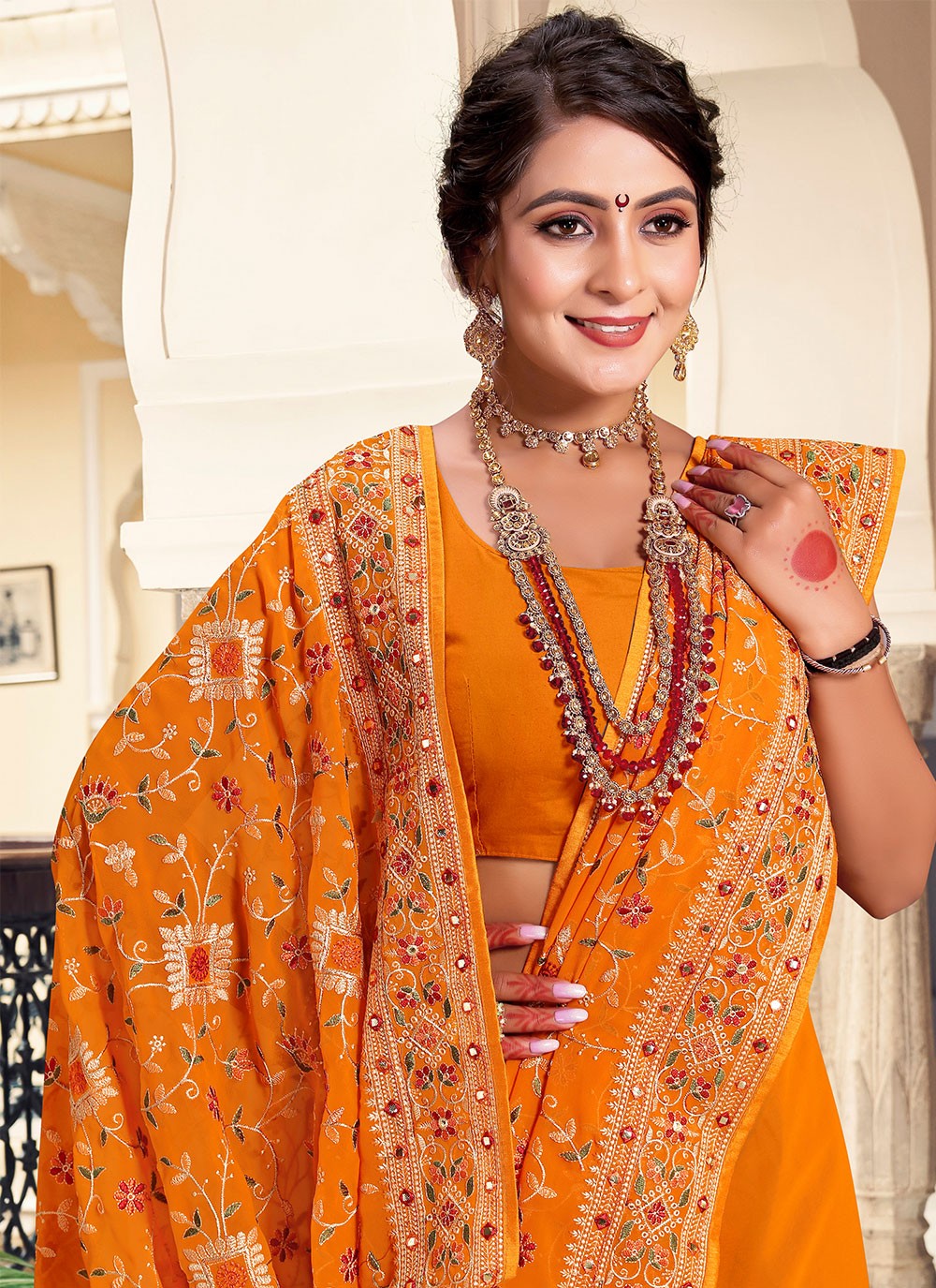 Classic Embroidered Georgette Saree - S4660