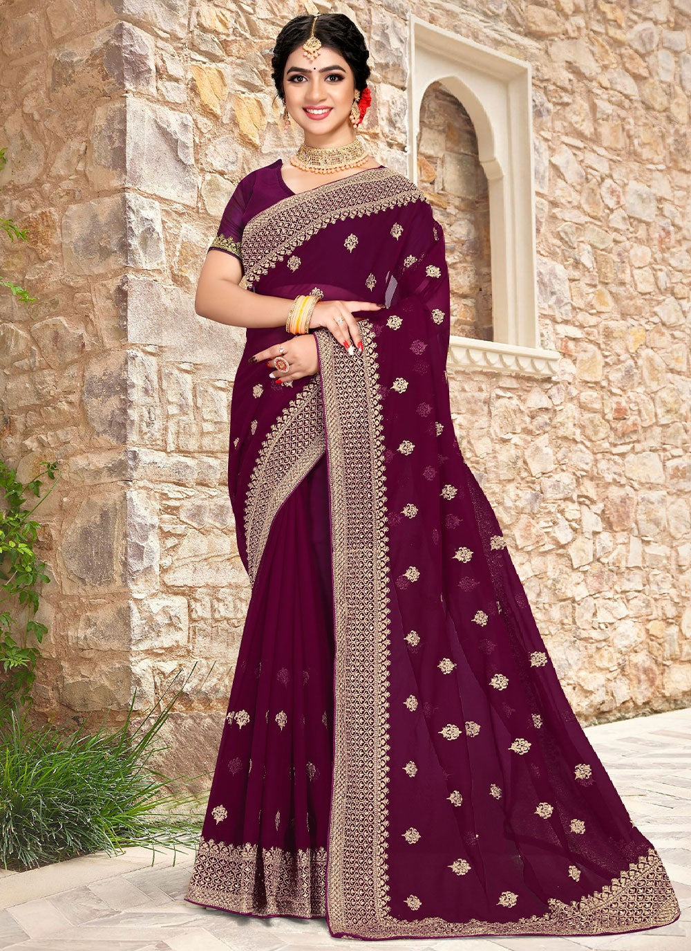 Saree Embroidered Georgette Saree - S2528