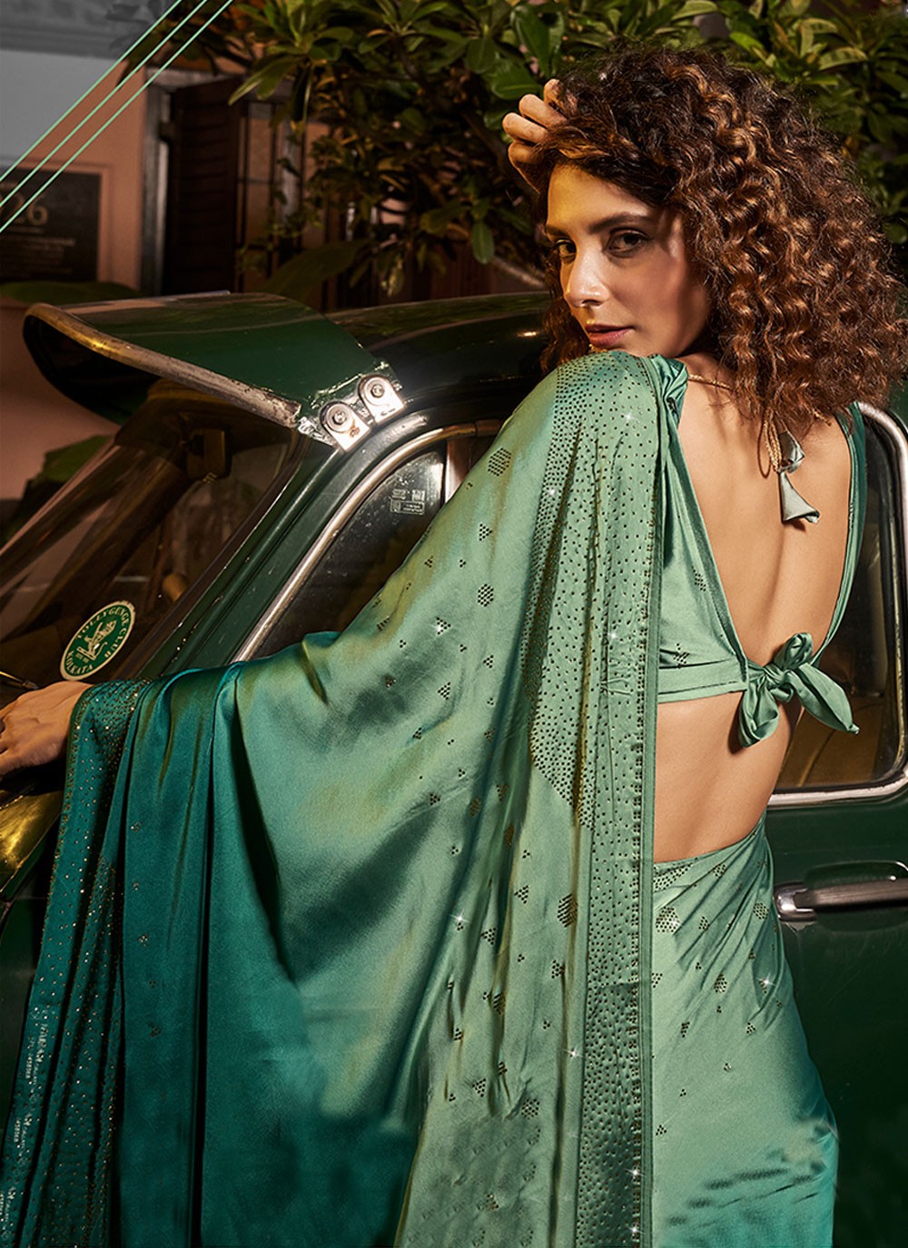 Classic Swarovski Georgette Satin Saree - S3944