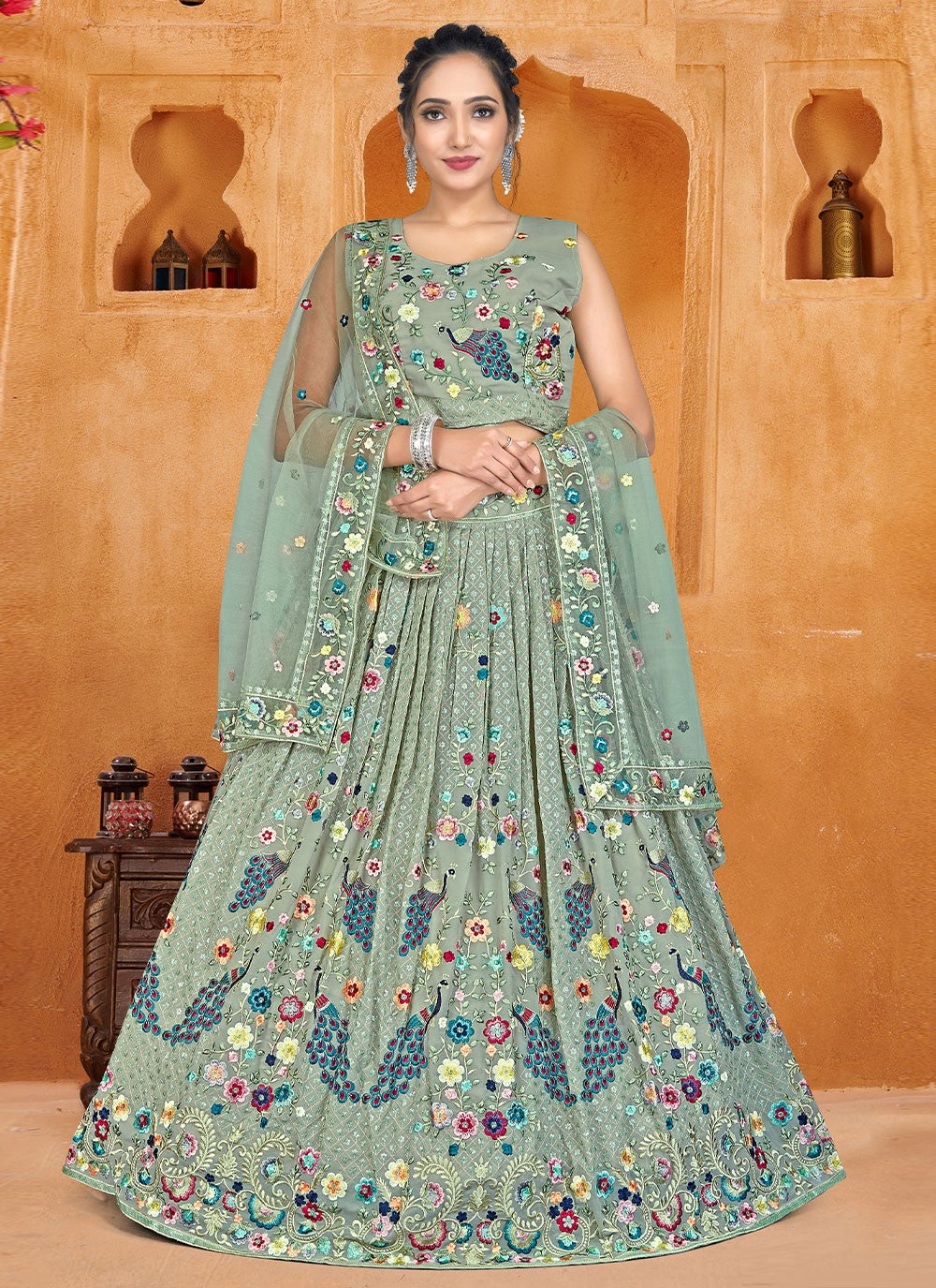 Embroidered Georgette A - Line Lehenga - L0673