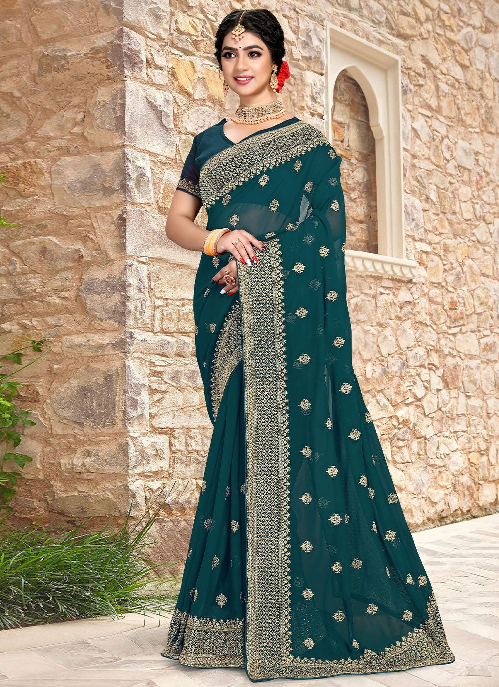 Saree Embroidered Georgette Saree - S2528