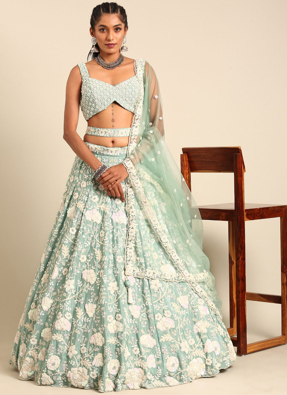 Cord Georgette A - Line Lehenga - L1574