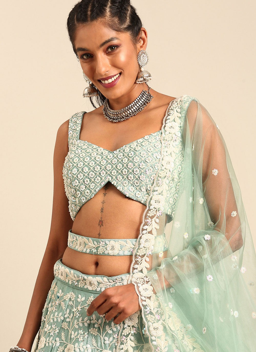 Cord Georgette A - Line Lehenga - L1574