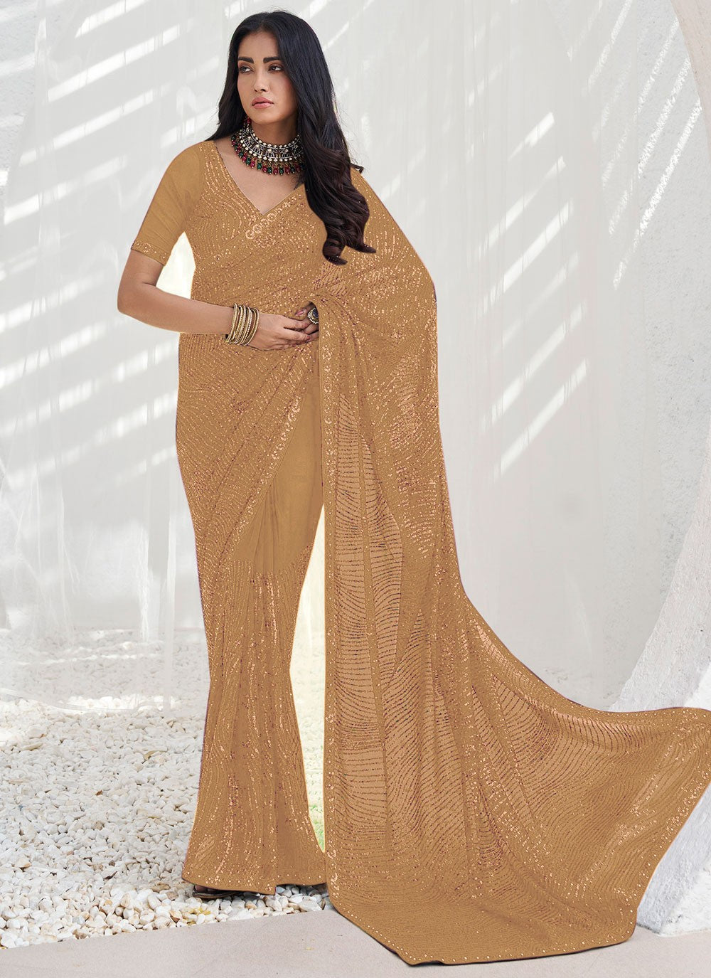 Classic Sequins Georgette Saree - S6402