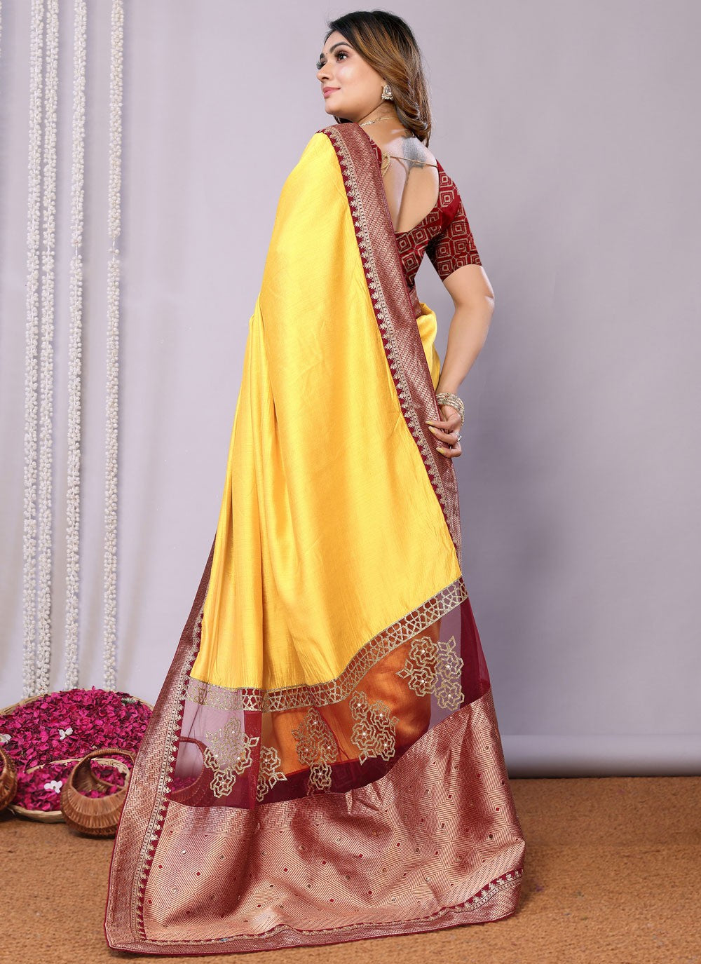 Classic Embroidered Tussar Silk Pink Saree - S10707