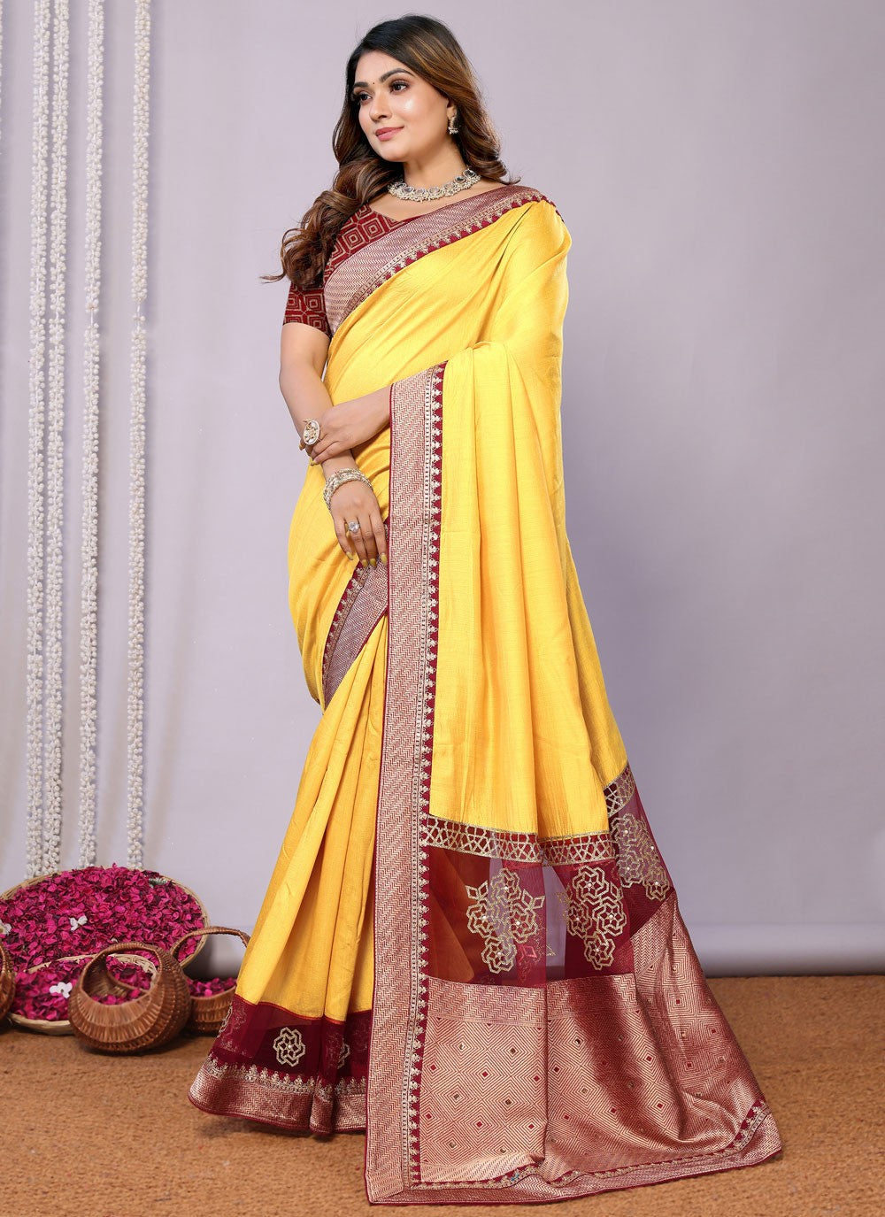 Classic Embroidered Tussar Silk Pink Saree - S10707