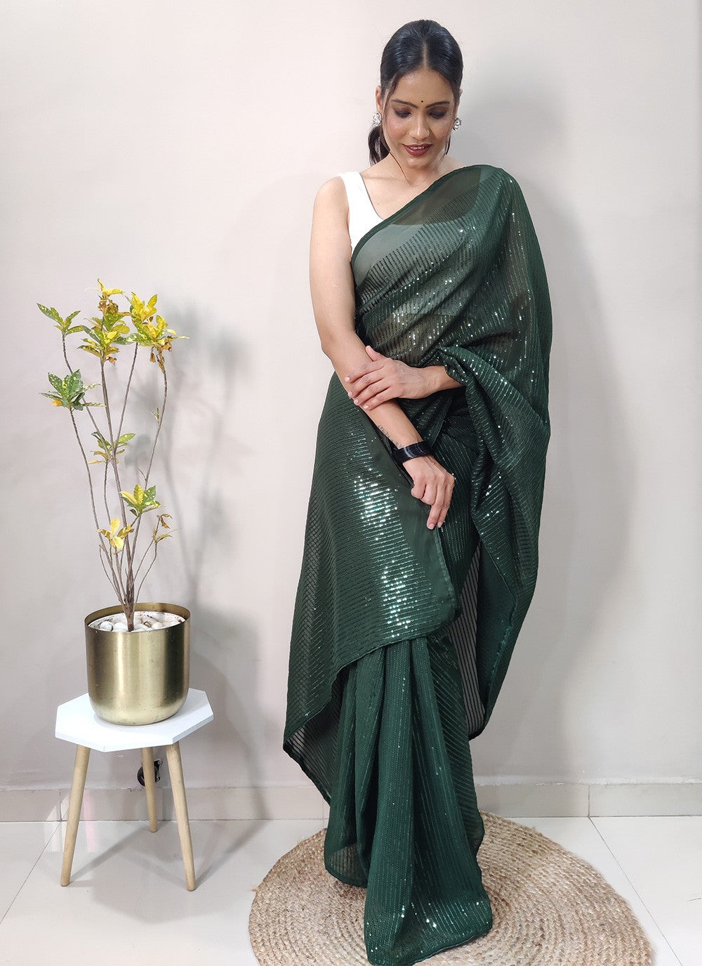 Contemporary Sequins Georgette Saree - S2924