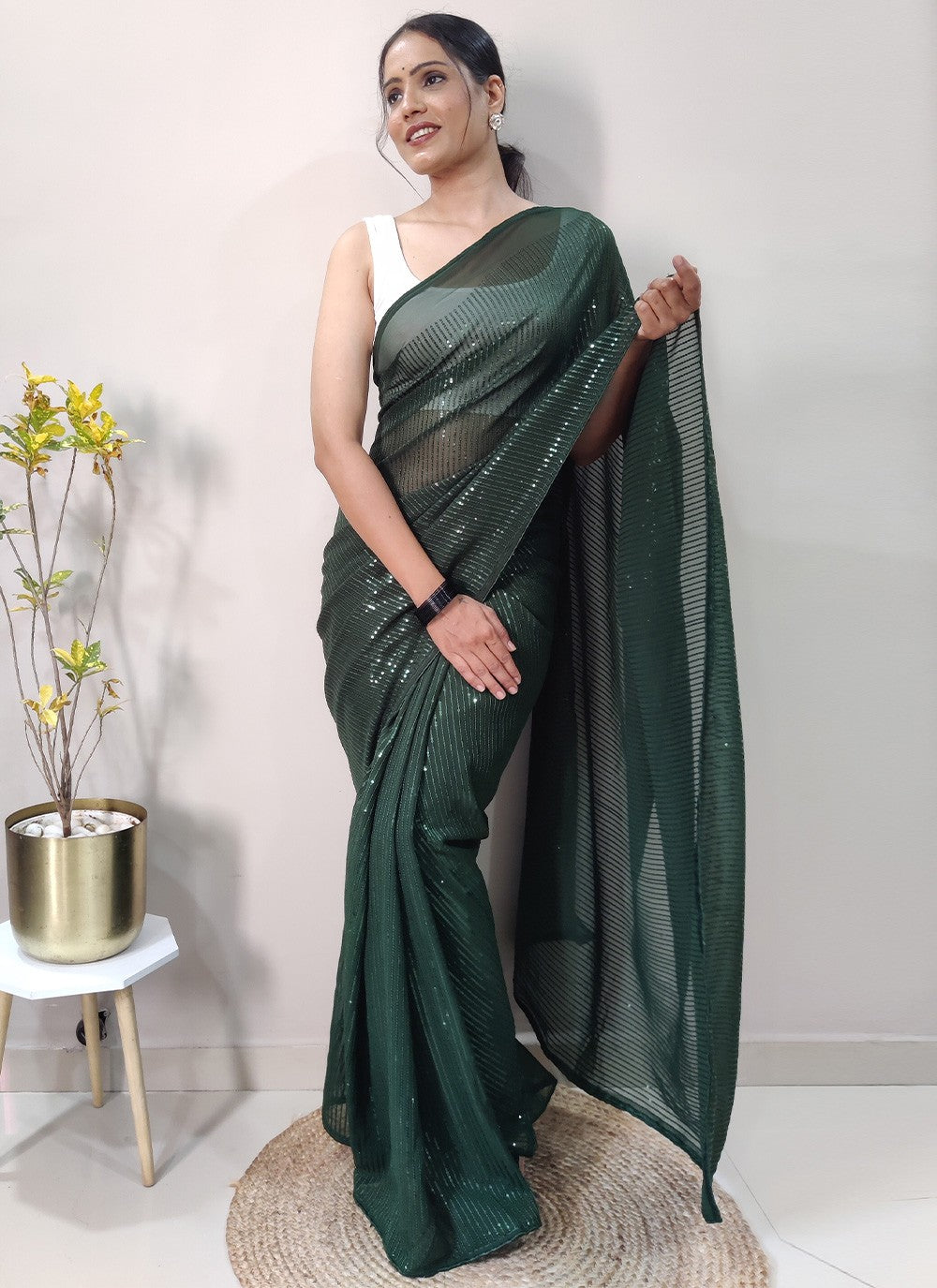 Contemporary Sequins Georgette Saree - S2924