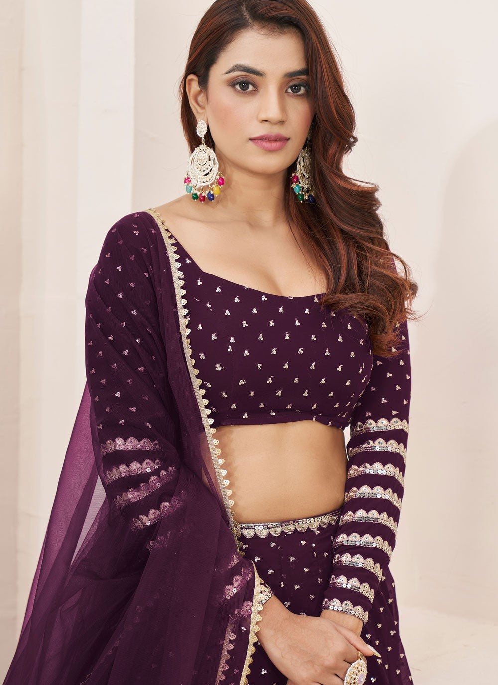 Embroidered Georgette A - Line Lehenga - L2357