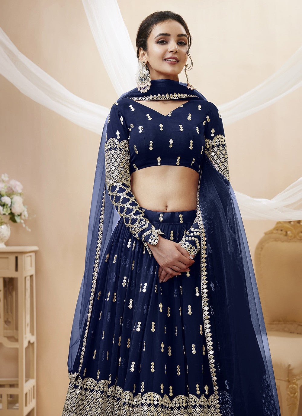 Embroidered Georgette A - Line Lehenga - L1031