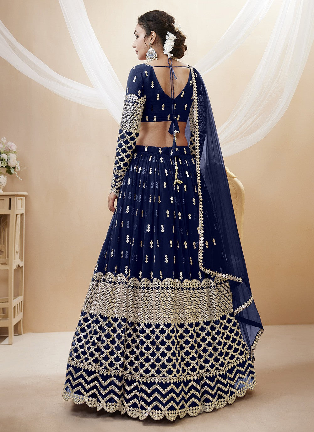 Embroidered Georgette A - Line Lehenga - L1031