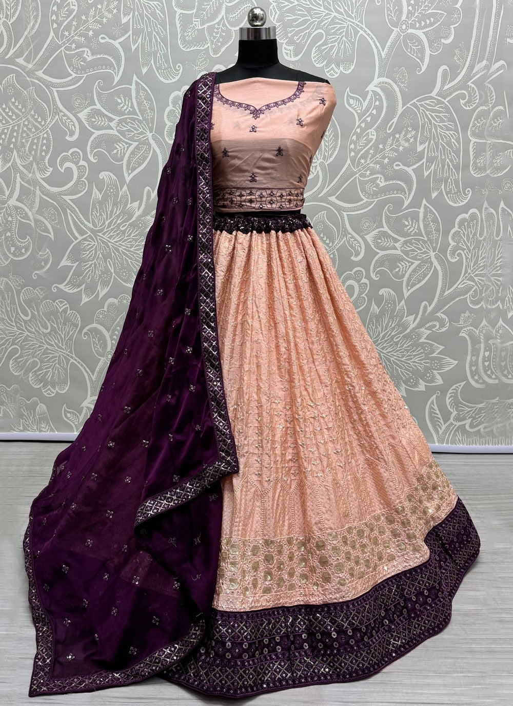 Embroidered Georgette A - Line Lehenga - L1833