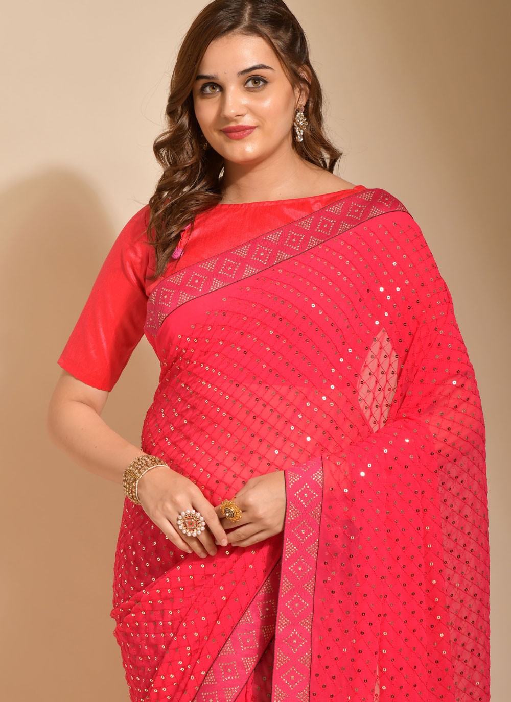 Classic Embroidered Georgette Saree - S2115