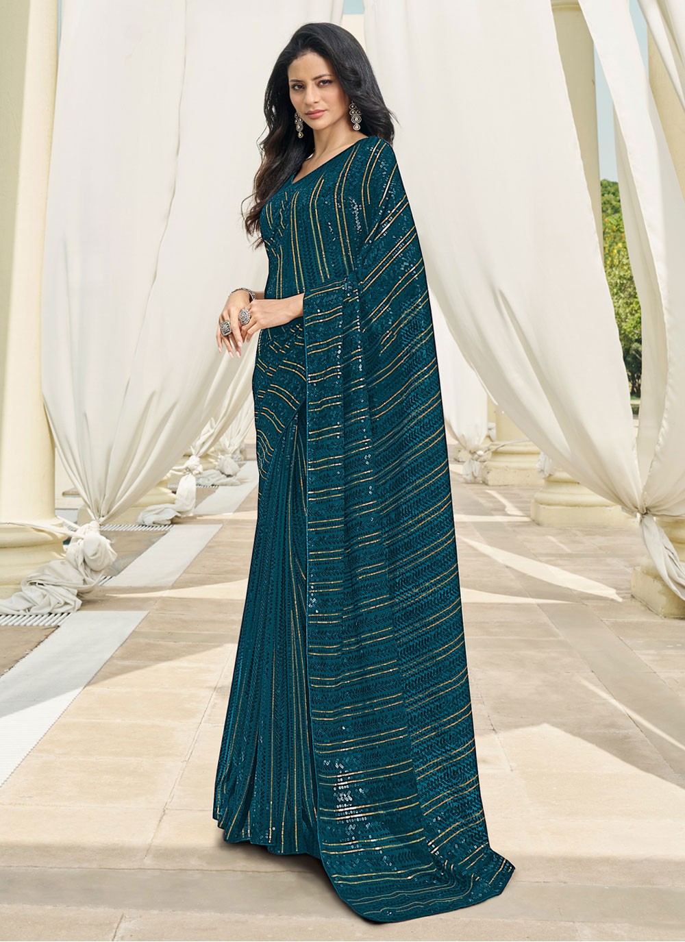 Saree Embroidered Georgette Saree - S4295