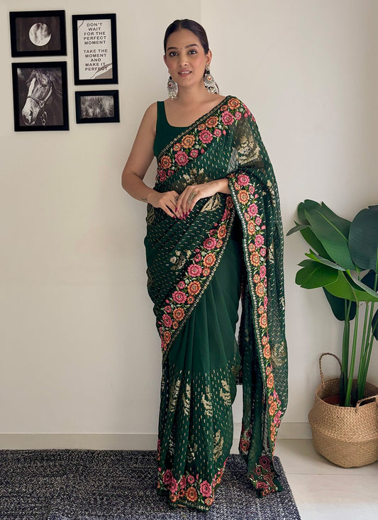 Traditional Embroidered Georgette Saree - S8343