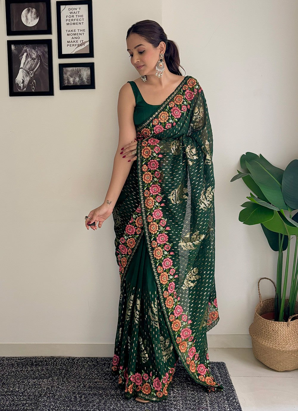 Traditional Embroidered Georgette Saree - S8343