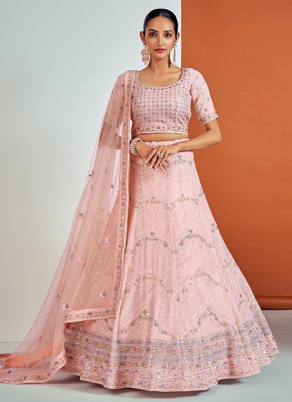 Dori Work Georgette A - Line Lehenga - L0878