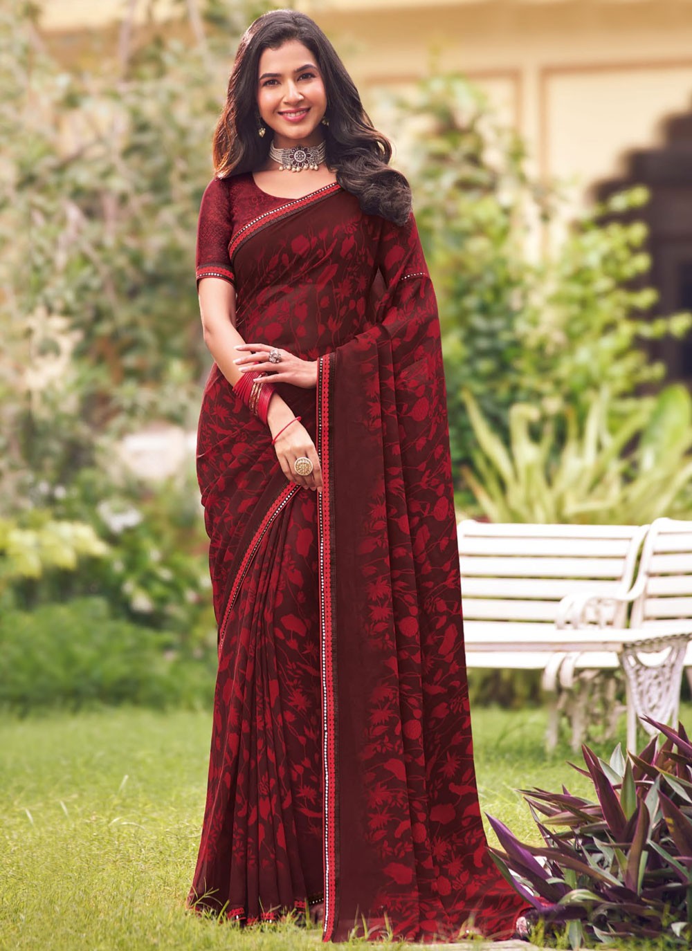 Classic Printed Georgette Saree - S9327