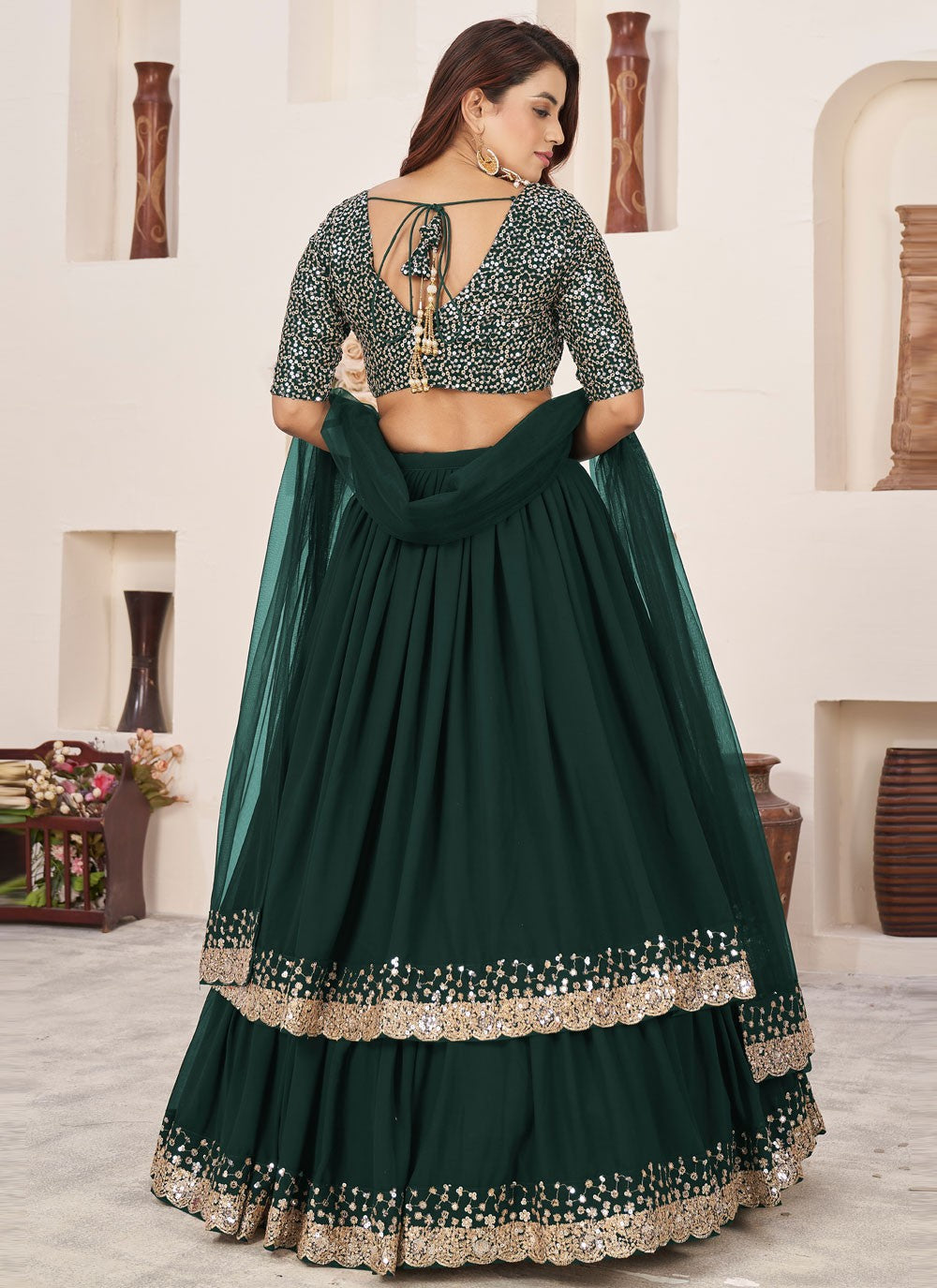 Embroidered Georgette A - Line Lehenga - L1655