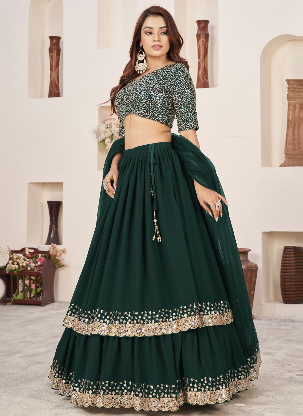 Embroidered Georgette A - Line Lehenga - L1655