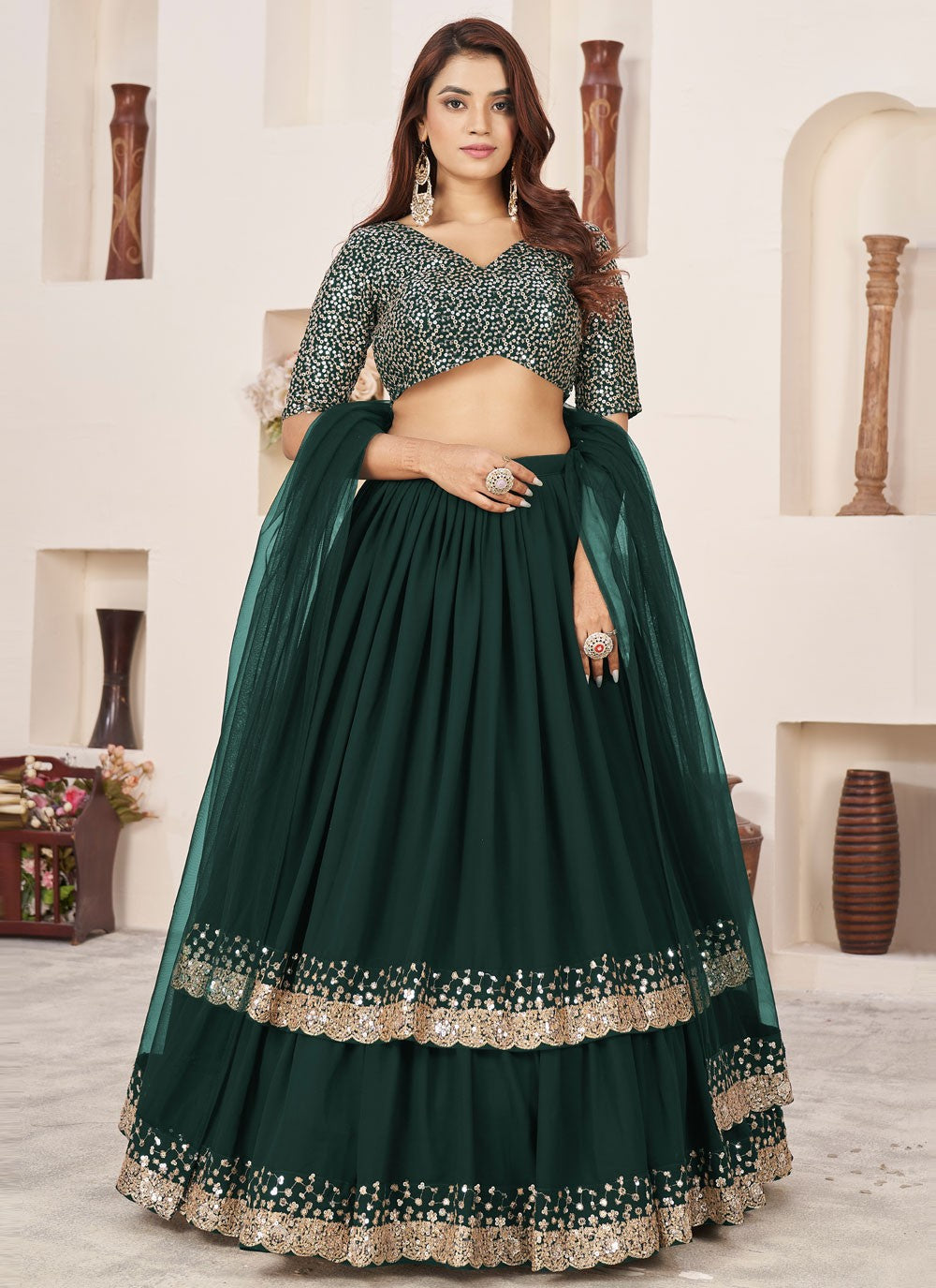 Embroidered Georgette A - Line Lehenga - L1655