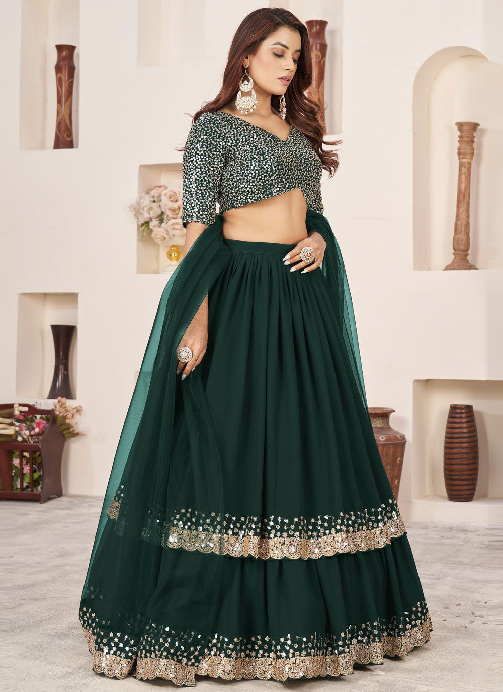 Embroidered Georgette A - Line Lehenga - L1655