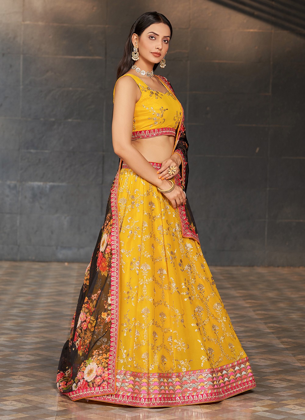 Embroidered Georgette A - Line Lehenga - L1528