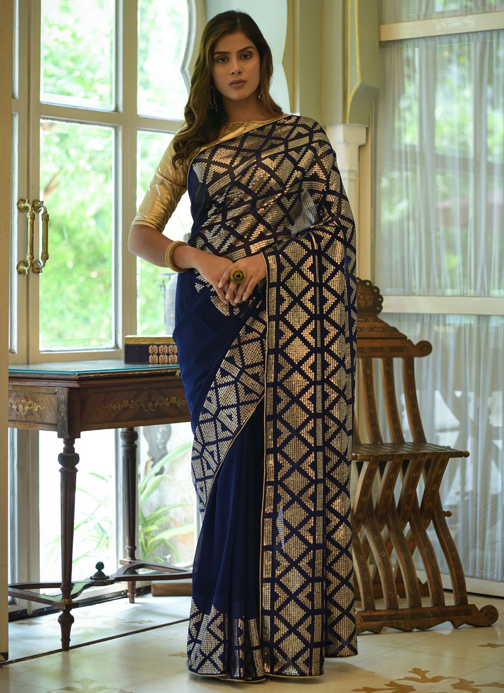 Classic Embroidered Georgette Saree - S1940