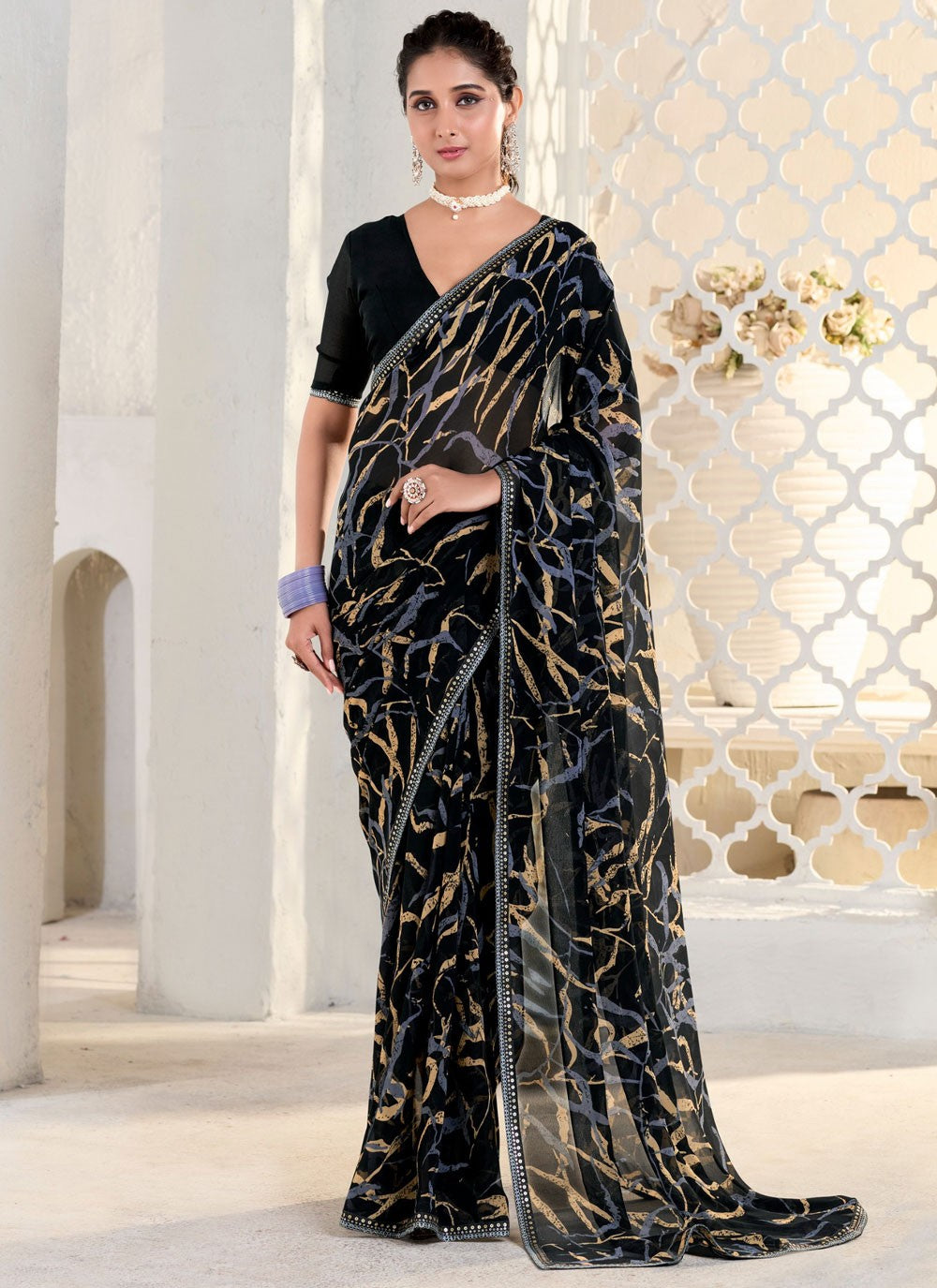 Classic Printed Georgette Saree - S9556