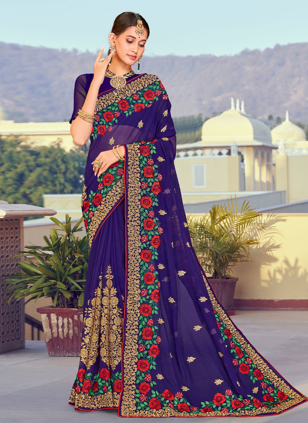 Saree Embroidered Georgette Saree - S2744