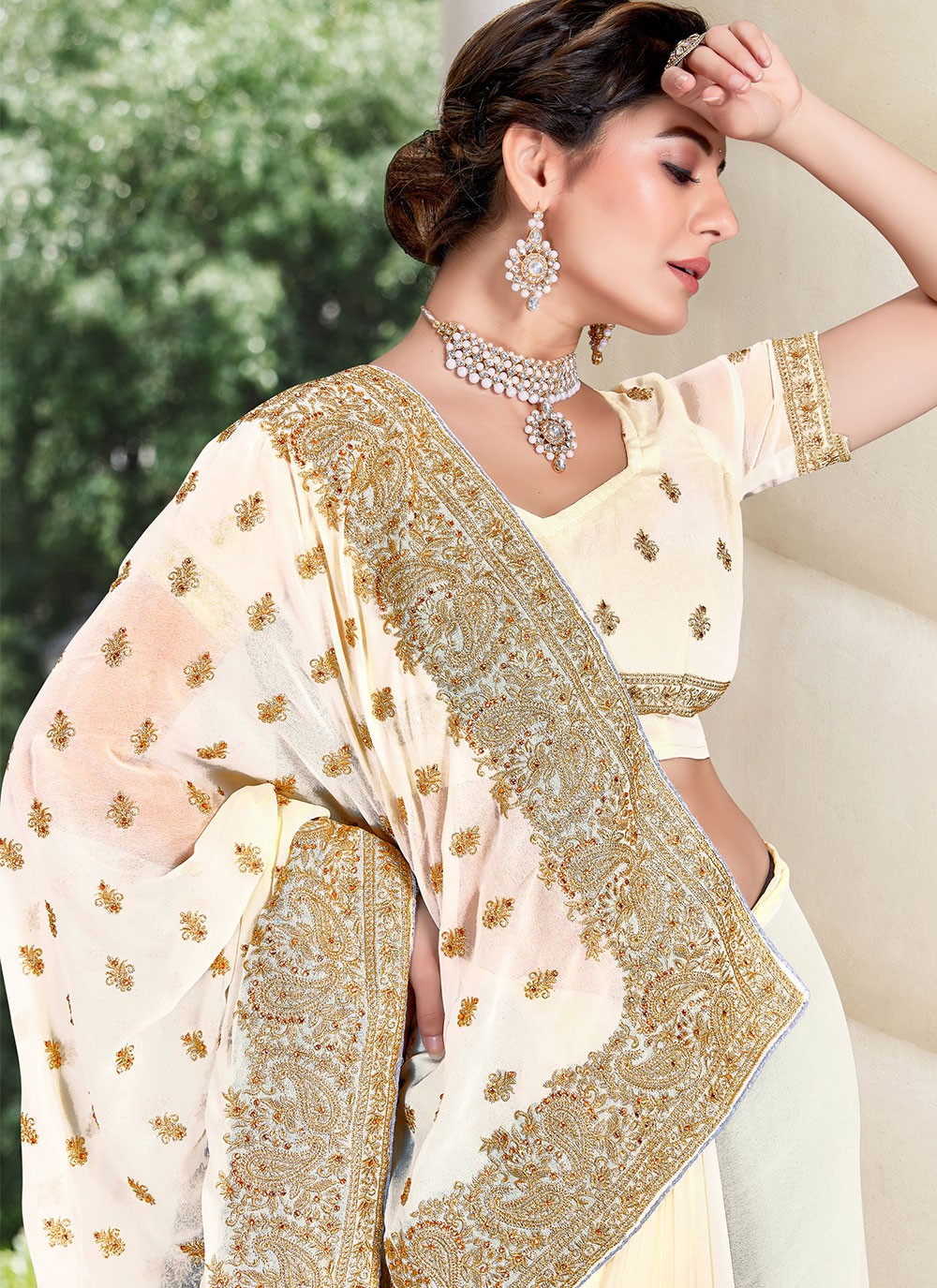 Classic Embroidered Georgette Saree - S1834