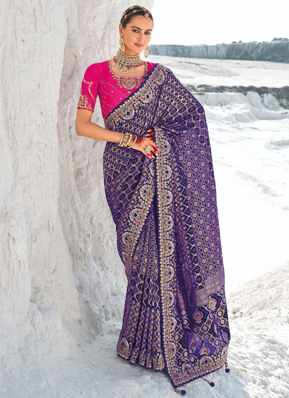 Classic Embroidered Georgette Saree - S9586