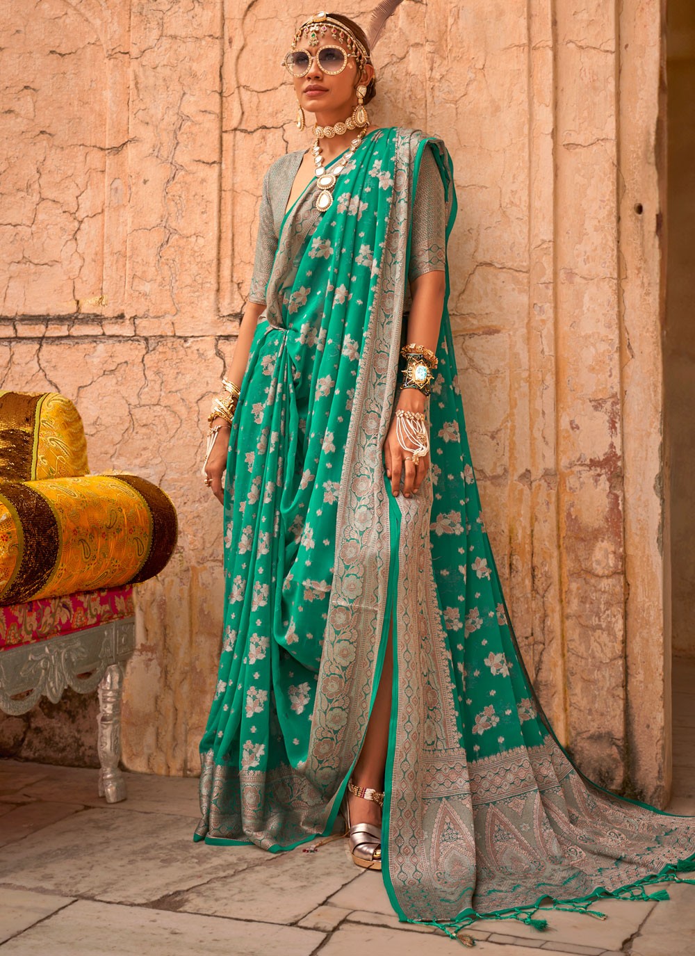 Classic Weaving Zari Georgette Saree - S9020