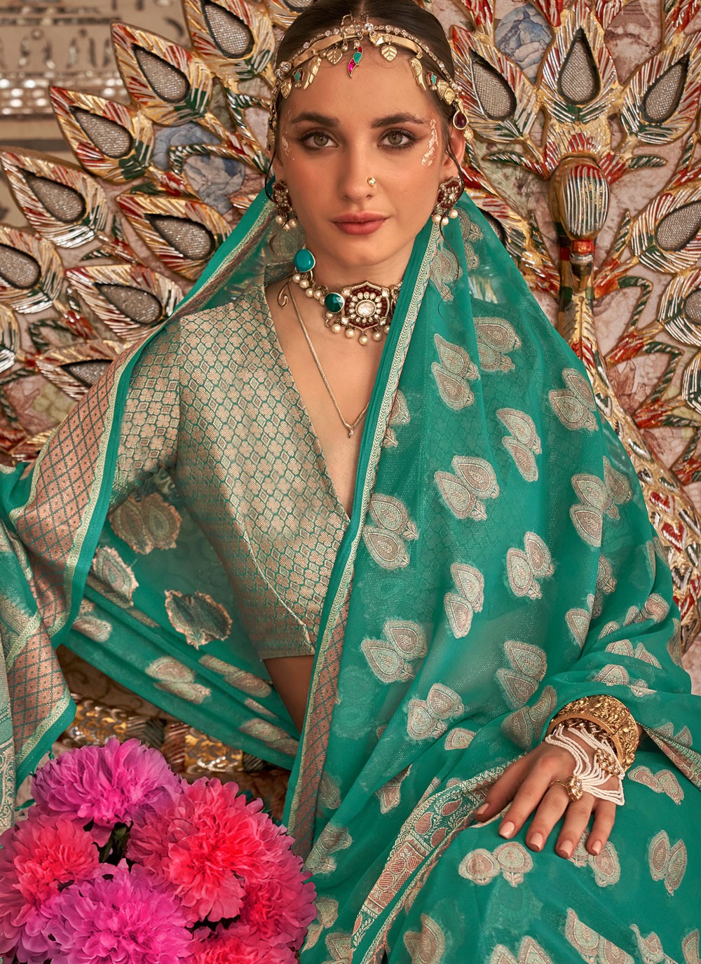 Classic Border Work Georgette Saree - S9680