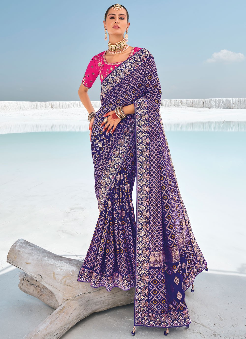 Classic Embroidered Georgette Saree - S9586