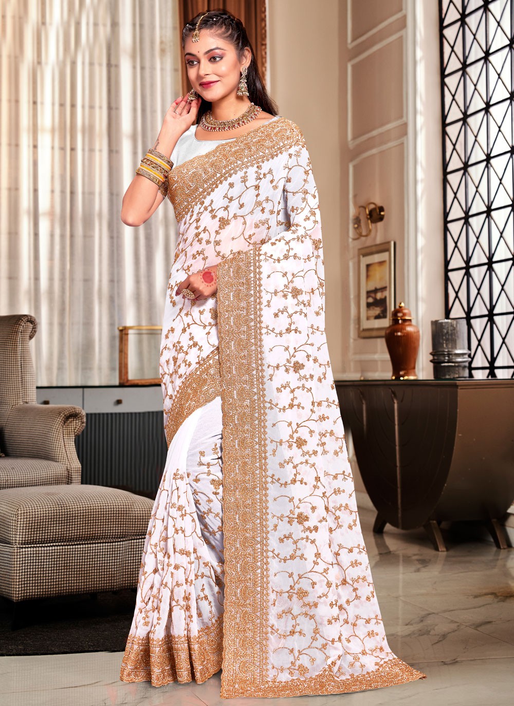 Trendy Cord Georgette Saree - S5426