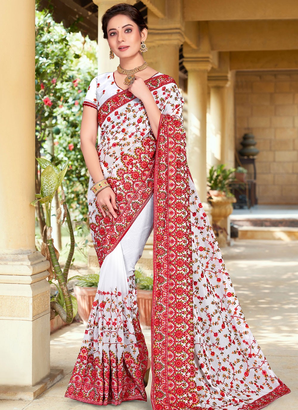 Classic Embroidered Georgette Saree - S9764