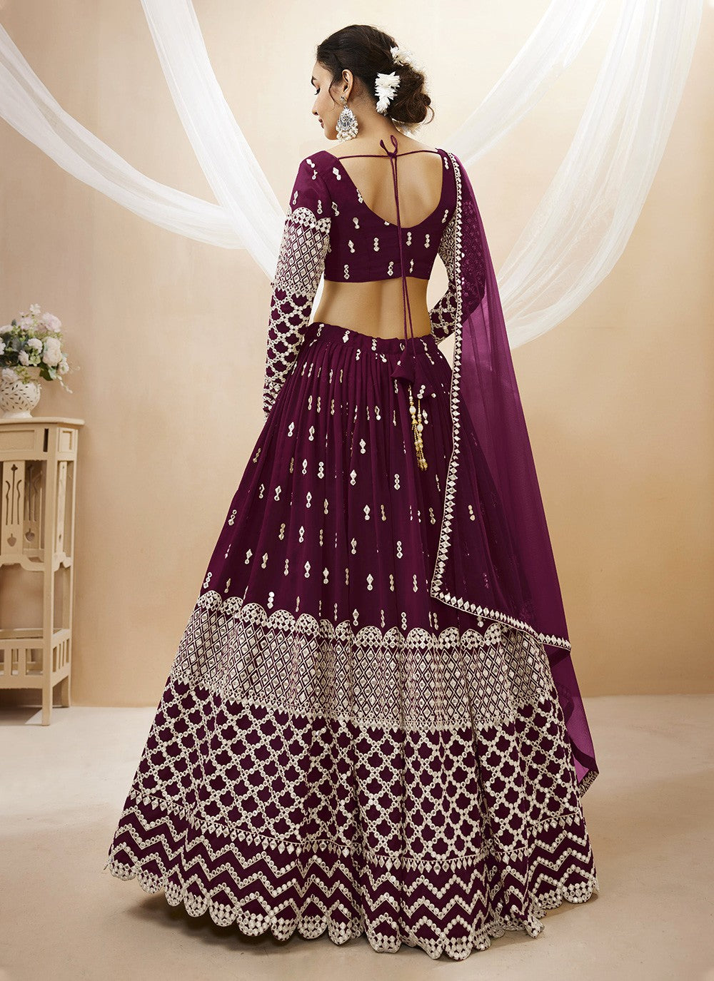 Embroidered Georgette A - Line Lehenga - L1031