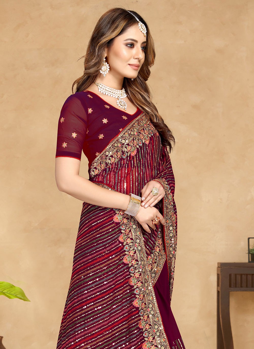 Bollywood Style Embroidered Georgette Saree - S1654