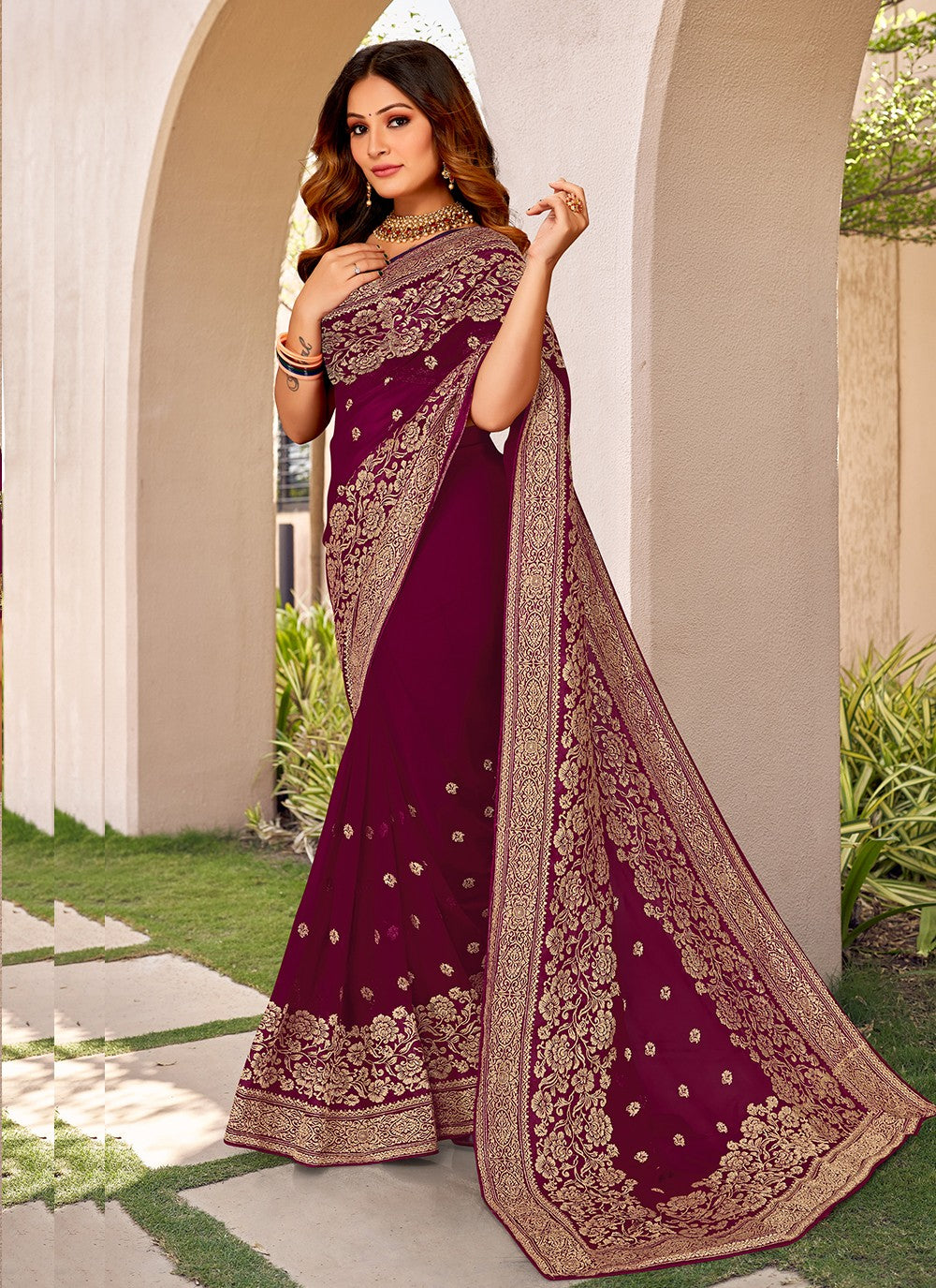 Designer Embroidered Georgette Saree - S3331