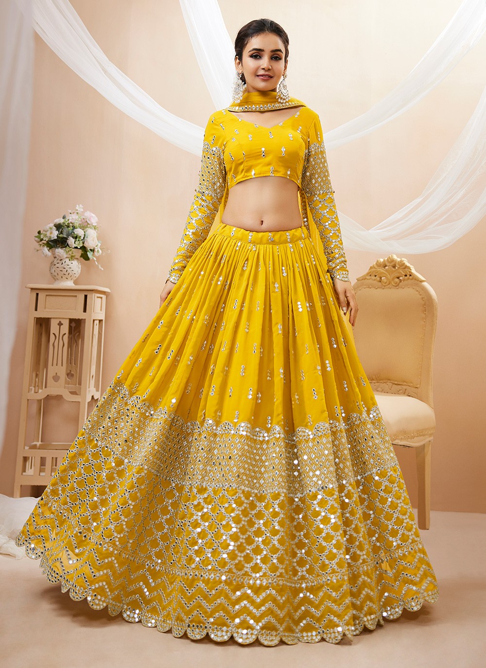 Embroidered Georgette A - Line Lehenga - L1031