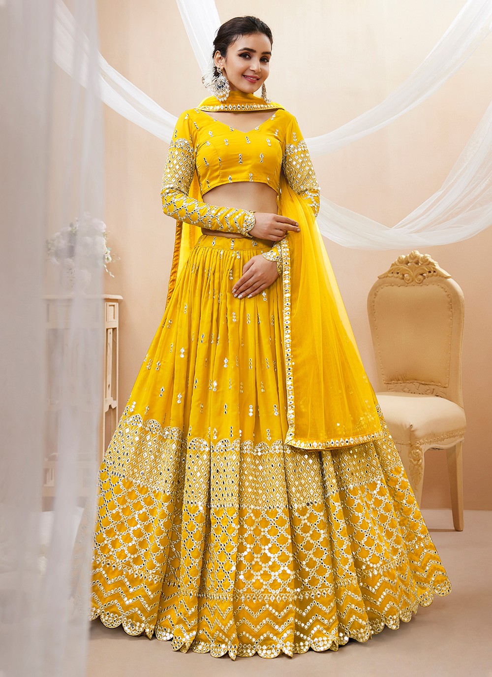 Embroidered Georgette A - Line Lehenga - L1031