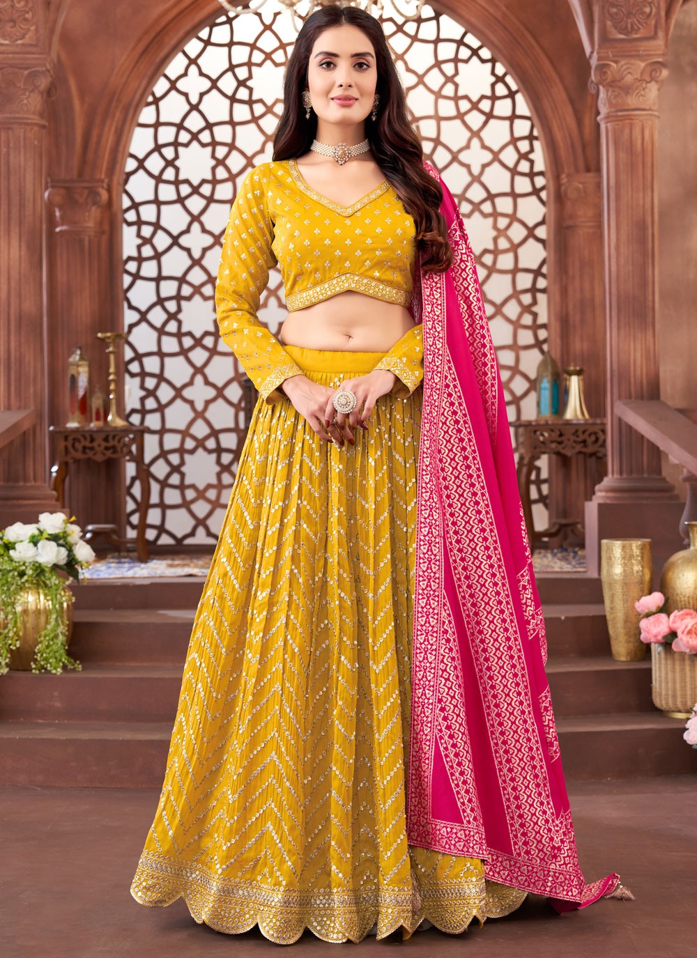 Weaving Zari Silk Readymade Lehenga Choli - L3016