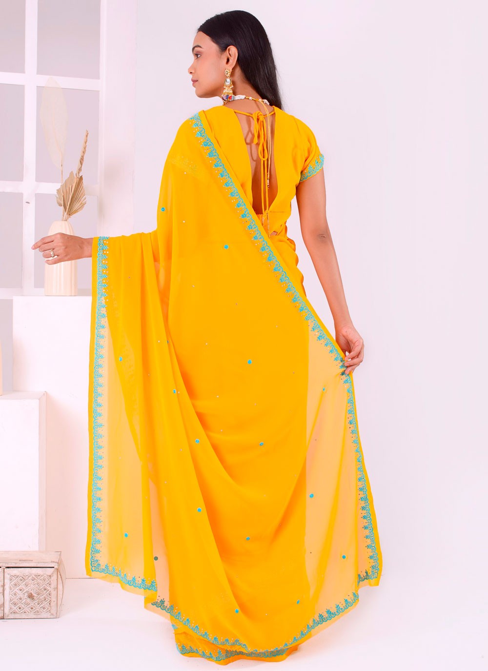 Classic Embroidered Georgette Saree - S7727