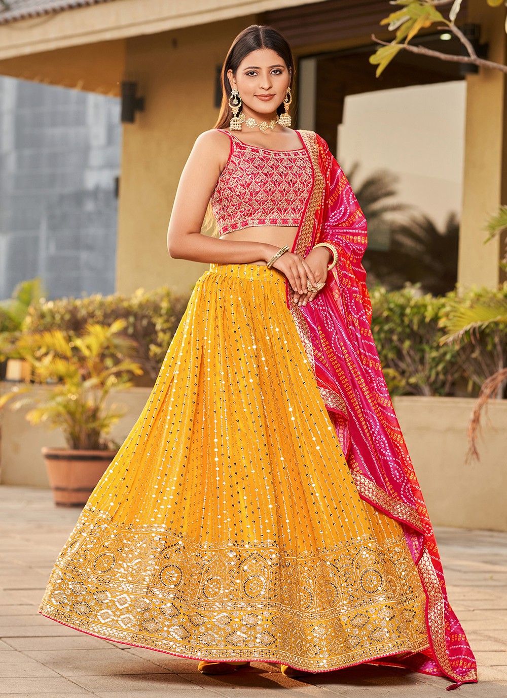 Embroidered Georgette A - Line Lehenga - L1528