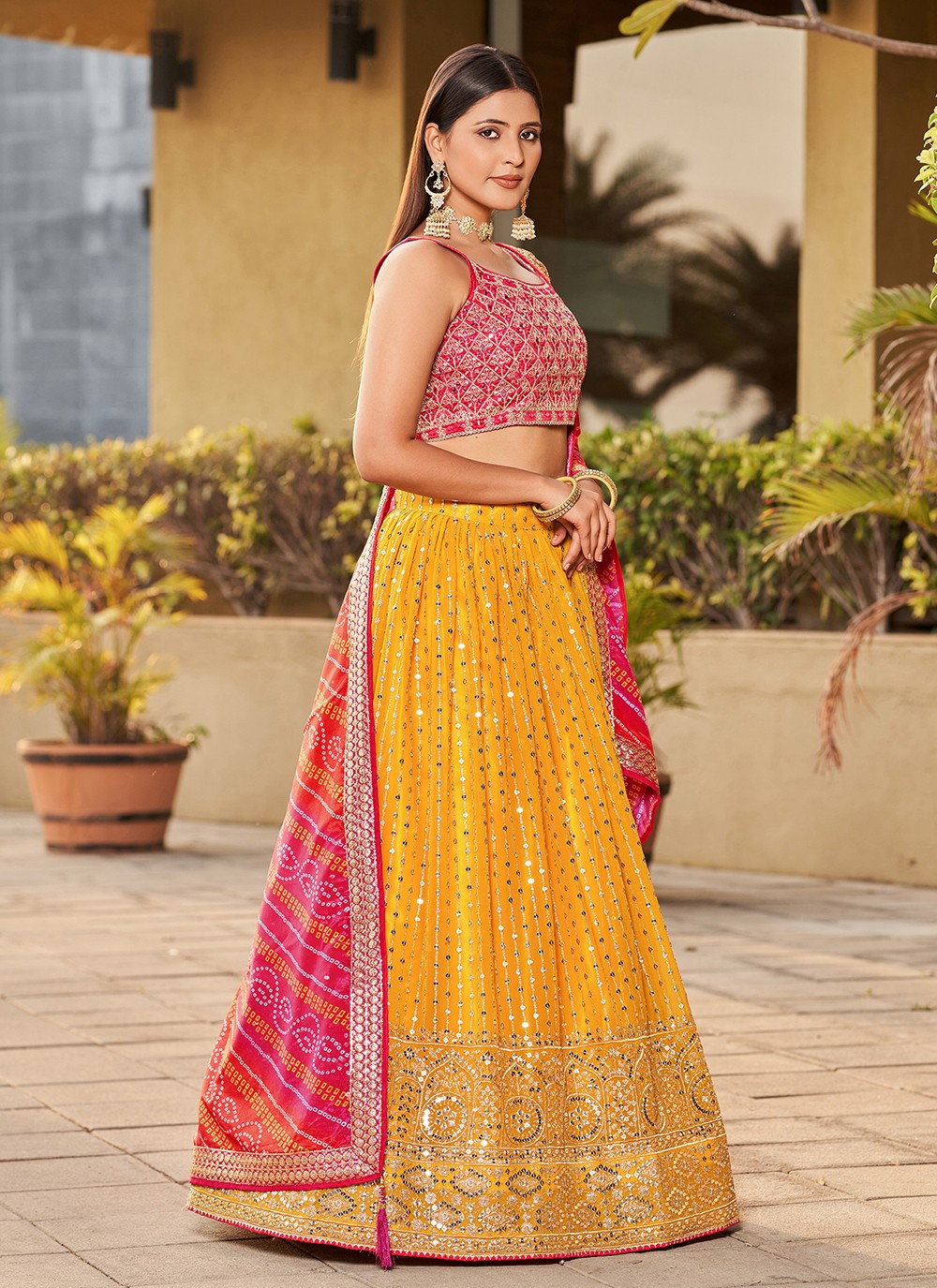 Embroidered Georgette A - Line Lehenga - L1528