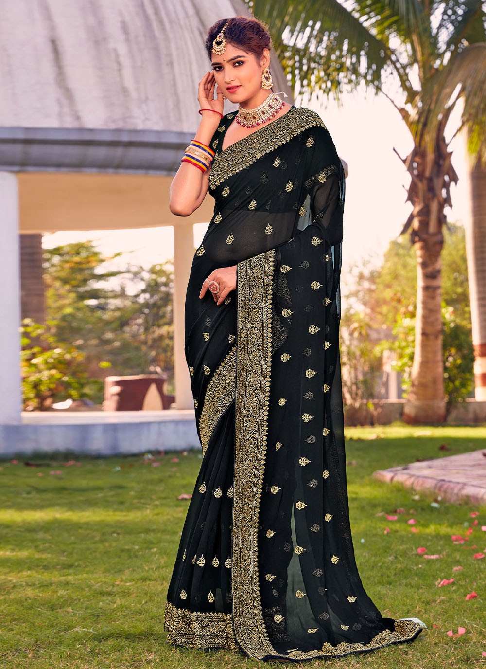 Saree Embroidered Georgette Saree - S2618