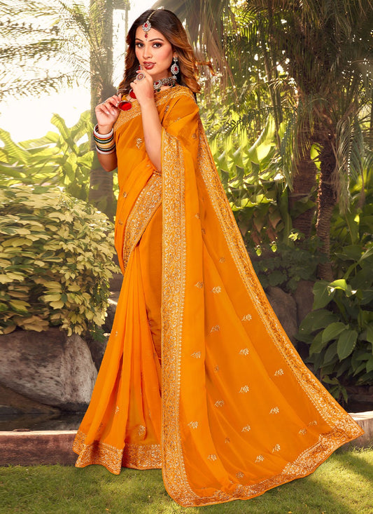 Contemporary Embroidered Georgette Saree - S2966